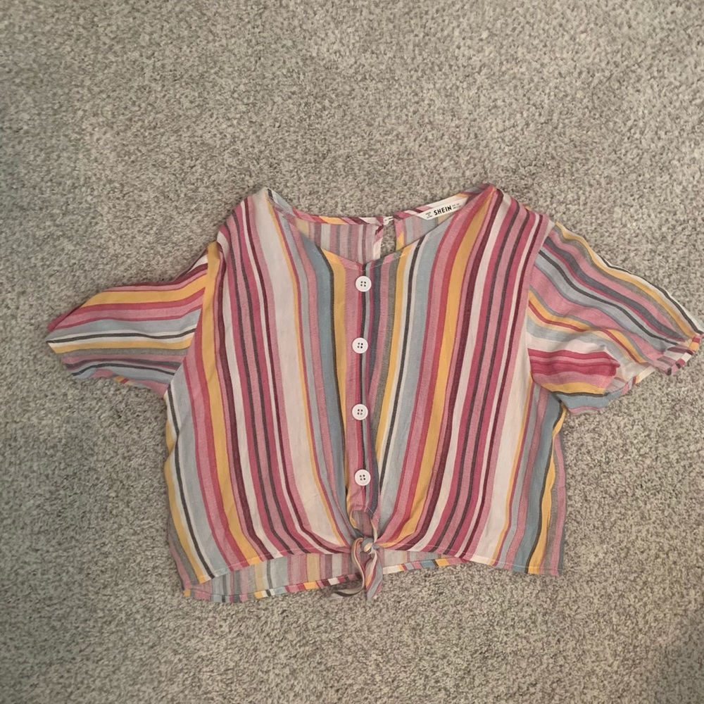SHEIN WOMENS XS CROP TOP COLORFUL WITH BUTTONS